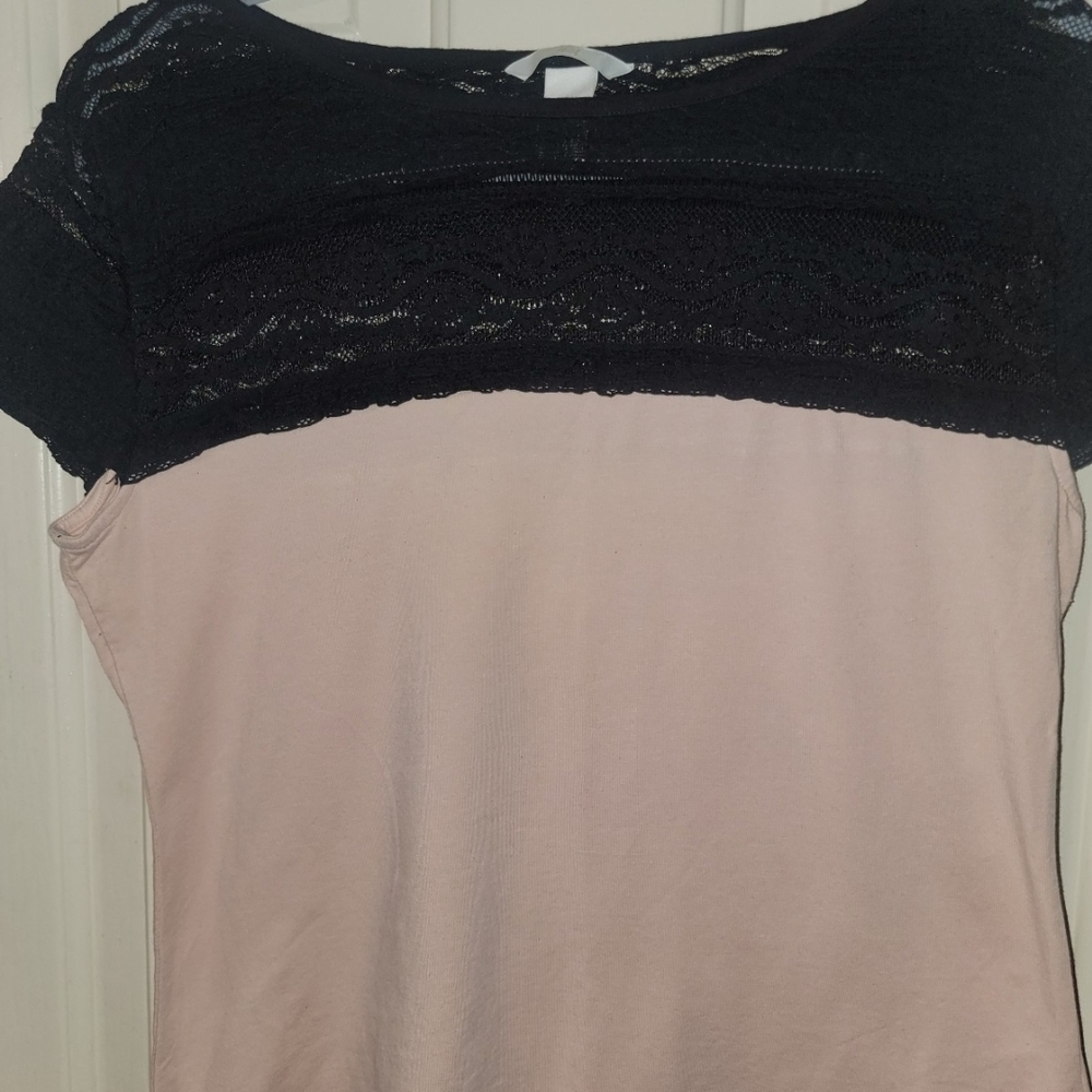 H&M Black Lace and Cream Blouse